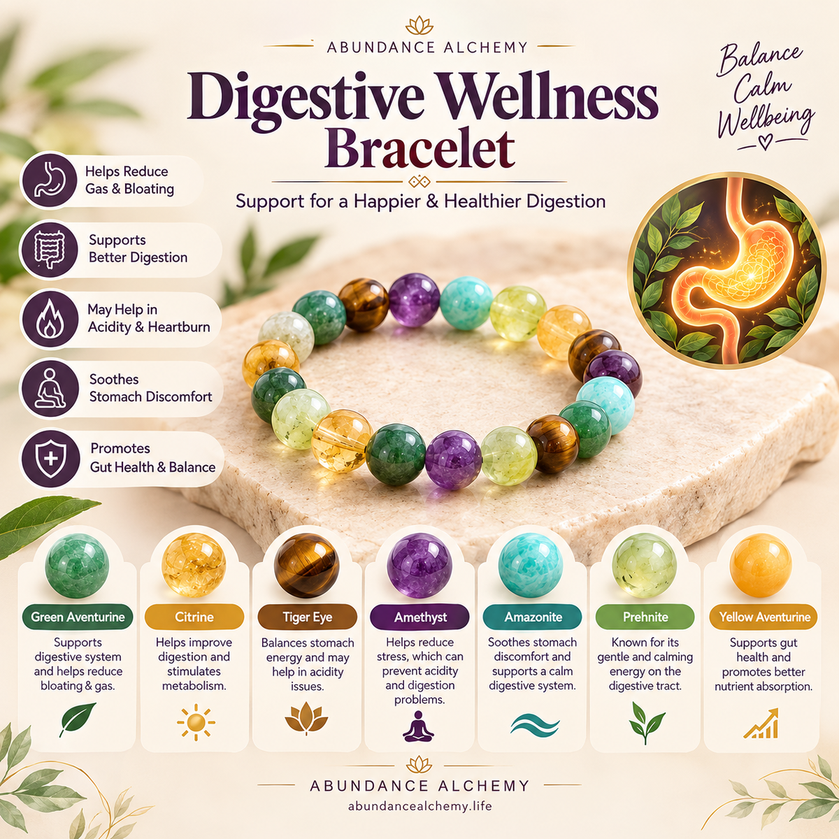 Digestive Wellness Crystal Bracelet