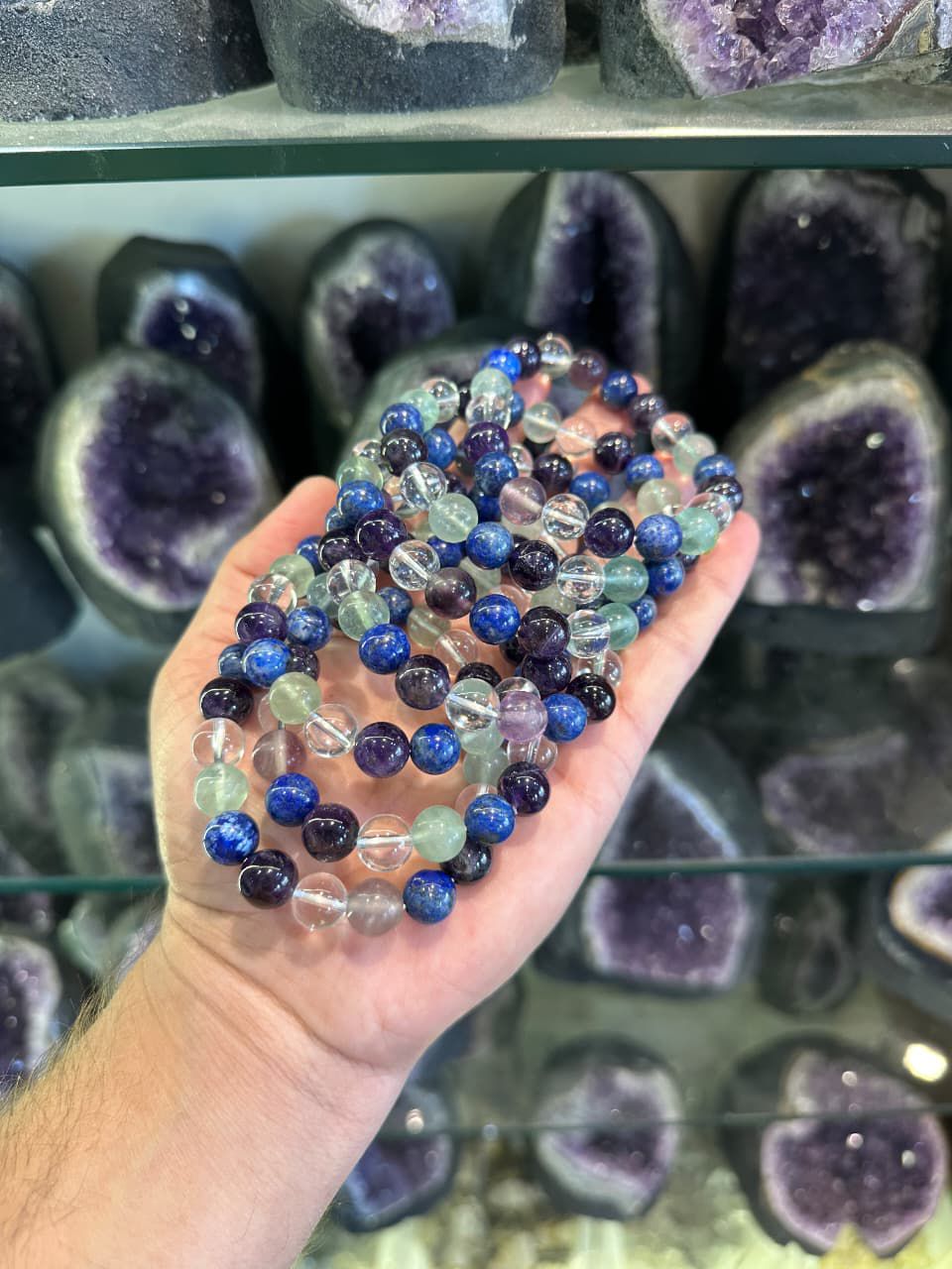 Student Education Bracelet for Focus & Memory | Lapis Lazuli, Amethyst, Fluorite & Clear Quartz Crystal Bracelet for Students, Study & Exams