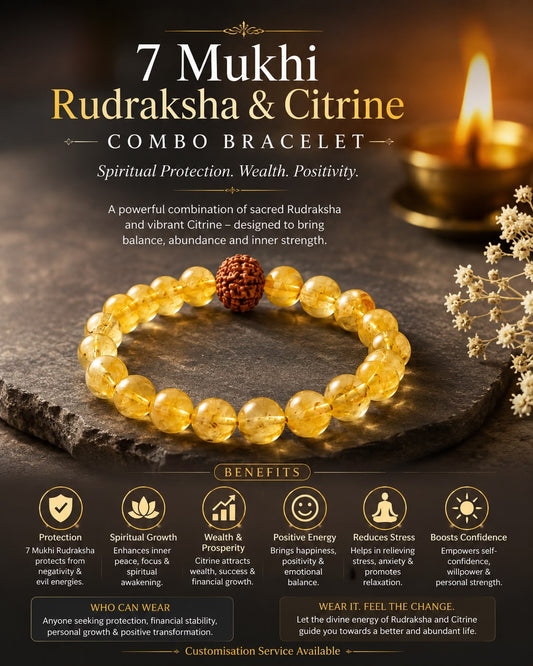 7 Mukhi Rudraksha & Citrine Combo Bracelet