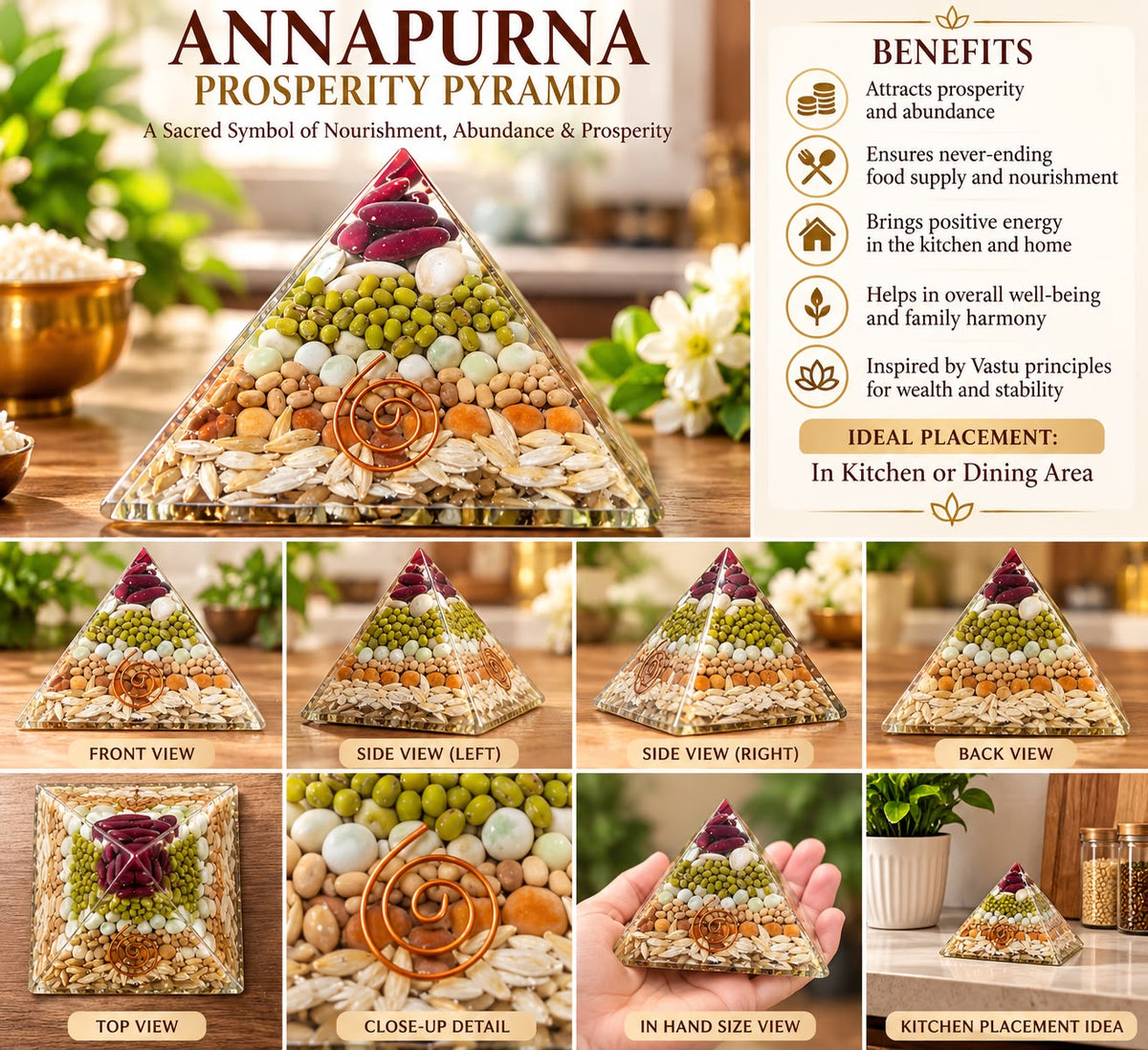 Annapurna Prosperity Pyramid – Vastu-Inspired Abundance & Kitchen Décor