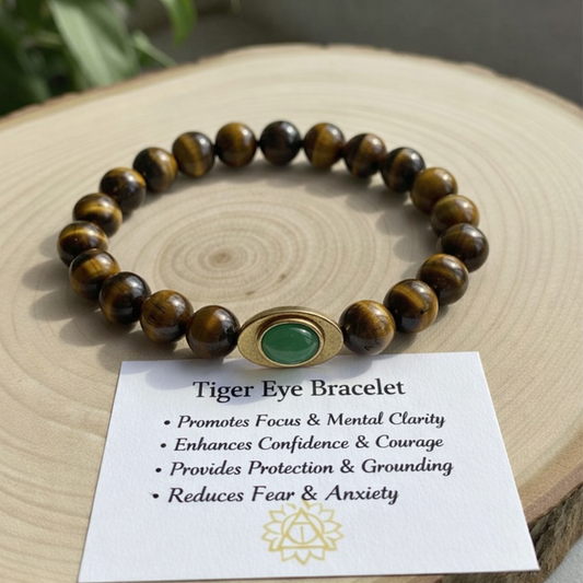 Premium Natural Crystal Bracelet with Ingot Charm for Wealth, Protection & Positive Energy | Tiger Eye, Citrine, Amethyst, Aventurine & More