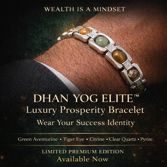 Dhan Yog Luxury Bracelet for Wealth, Success & Prosperity | Green Aventurine, Tiger Eye, Citrine, Pyrite & Quartz Bracelet for Men