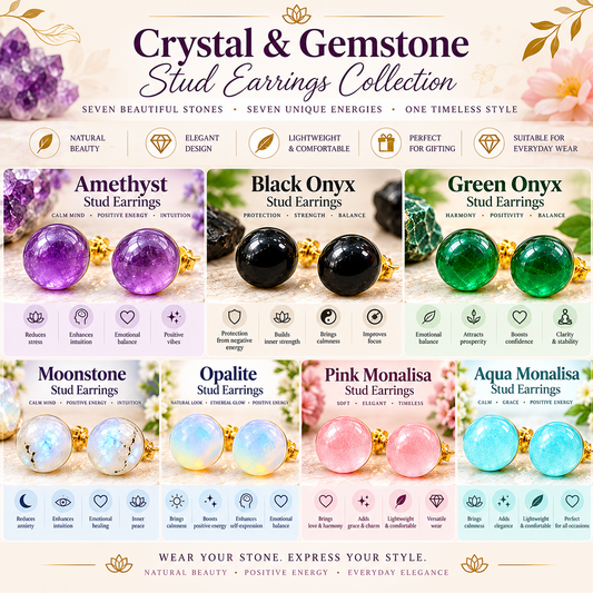 Crystal Stud Earrings for Women | Natural Gemstone Earrings