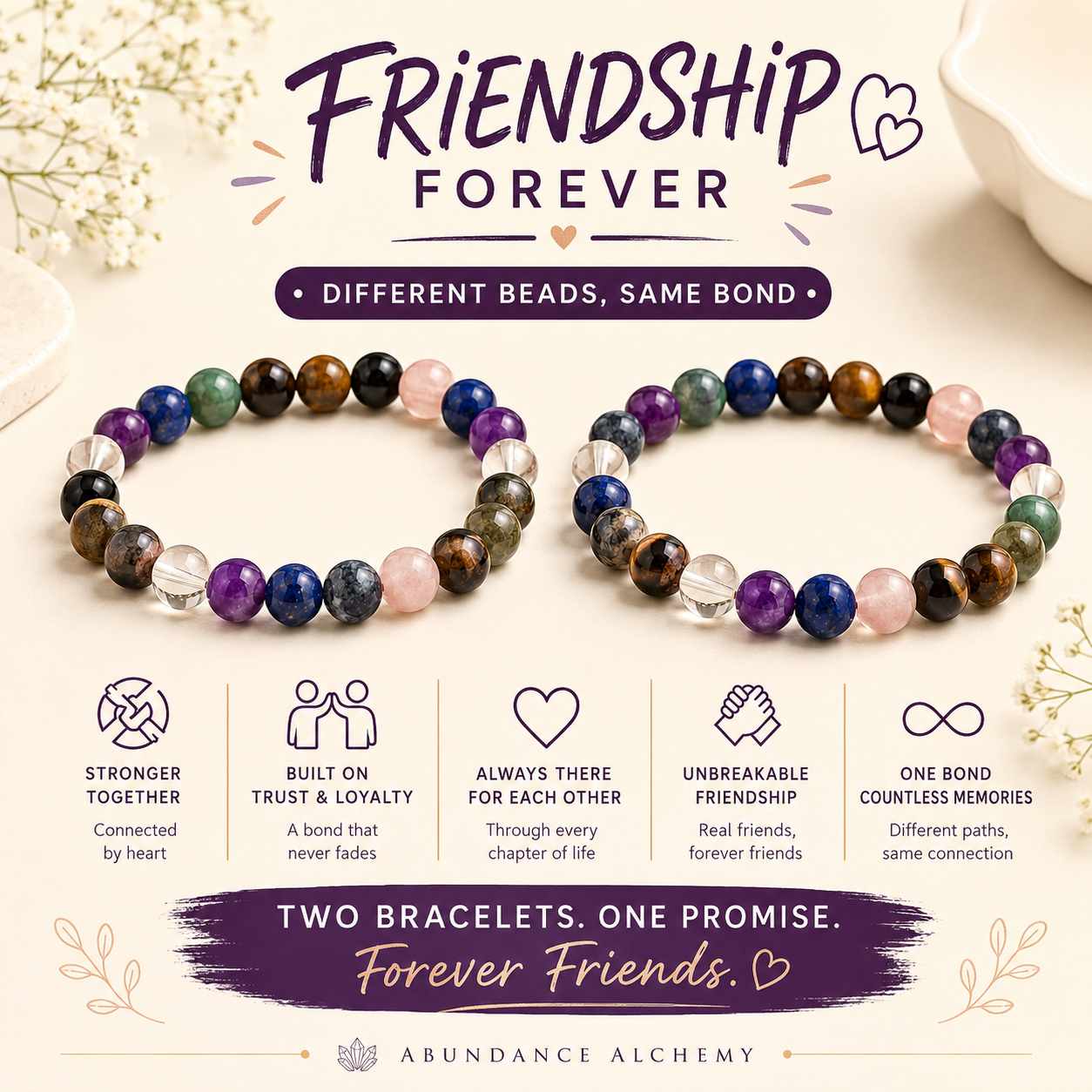 Friendship Forever Crystal Bracelet Set