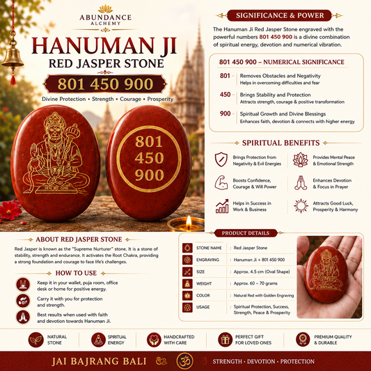 Hanuman Ji Red Jasper Stone – 801 450 900 Divine Protection • Courage • Strength • Prosperity