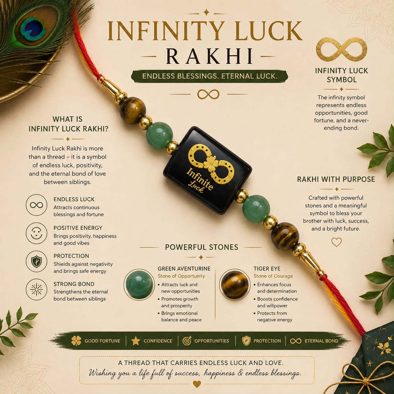 Crystal Rakhi for Prosperity, Protection, Success & Good Luck
