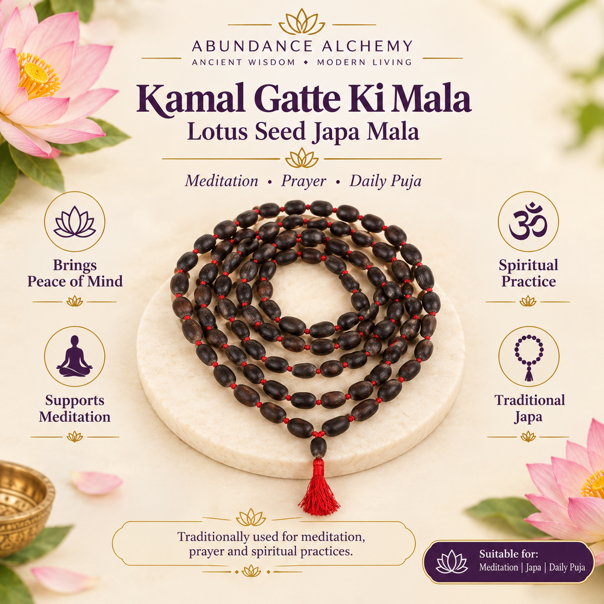 Kamal Gatte Ki Mala | Lotus Seed Japa Mala for Meditation & Puja
