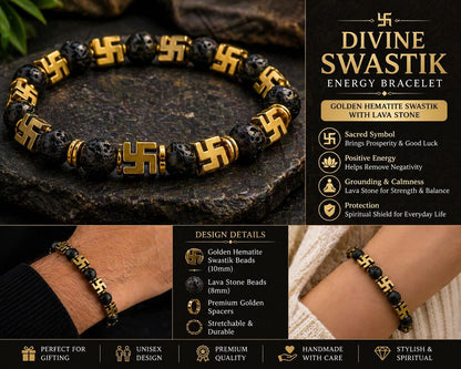 Divine Swastik Energy Bracelet – Prosperity, Protection & Positive Energy