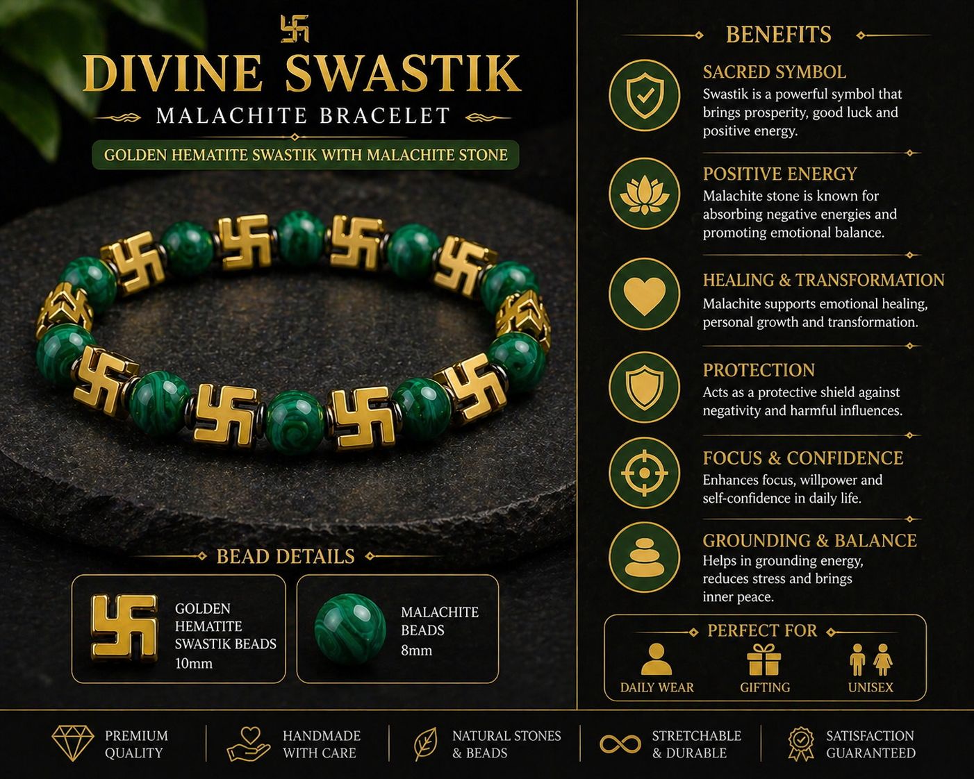 Divine Swastik Energy Bracelet – Prosperity, Protection & Positive Energy