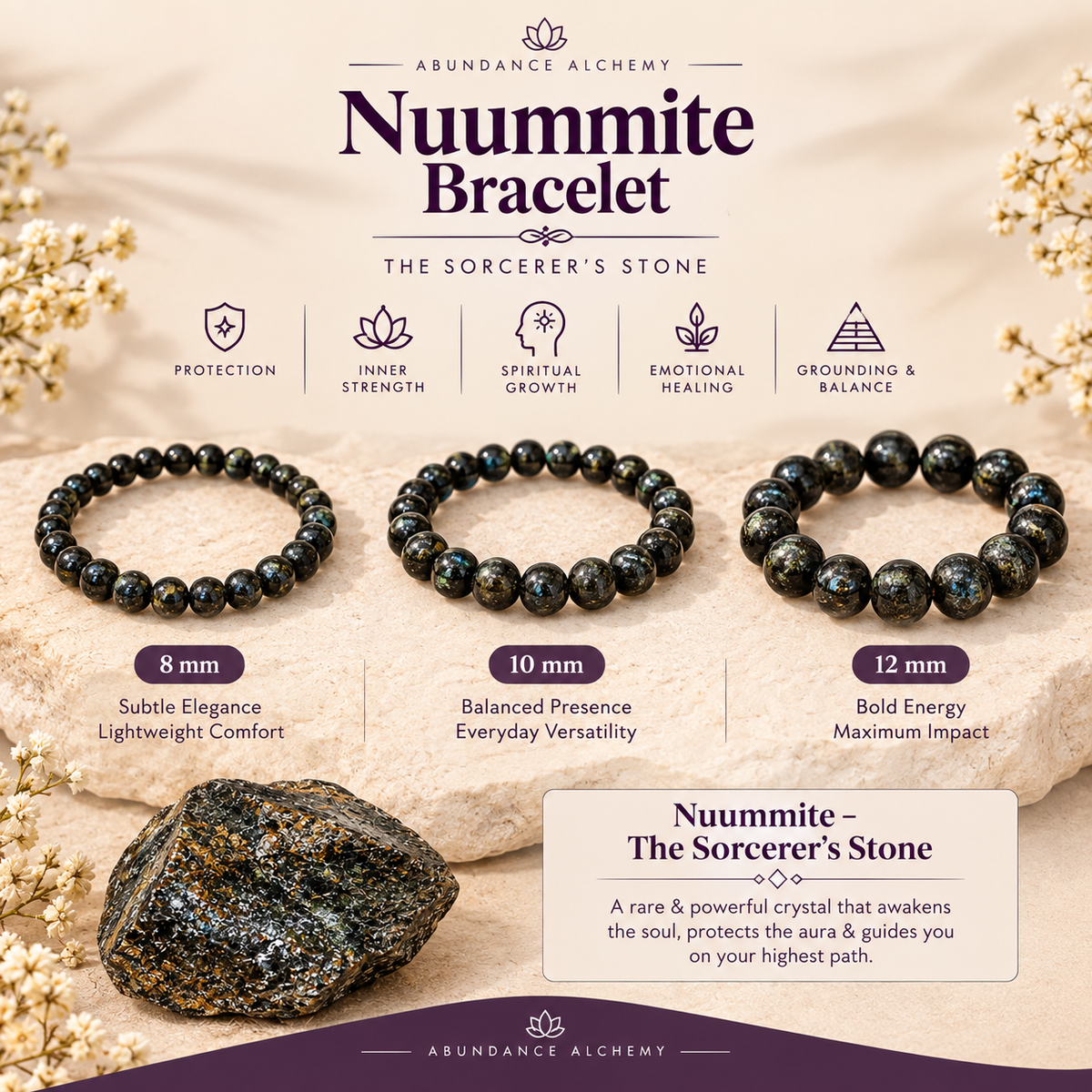 Nuummite Bracelet – Protection, Grounding & Spiritual Growth