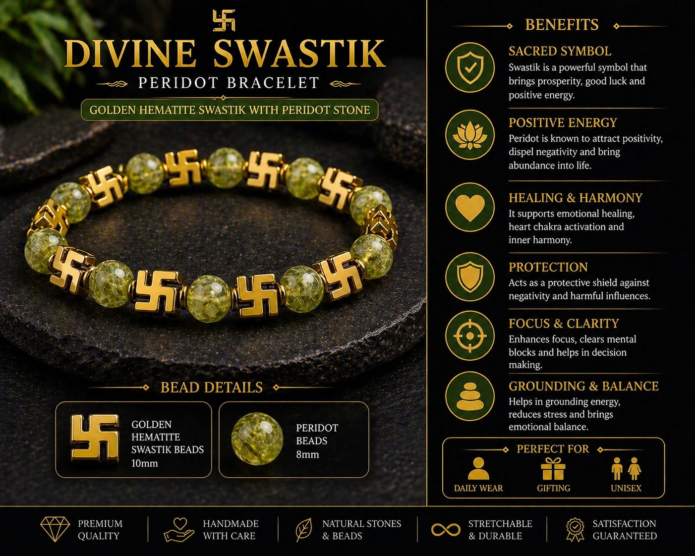Divine Swastik Energy Bracelet – Prosperity, Protection & Positive Energy
