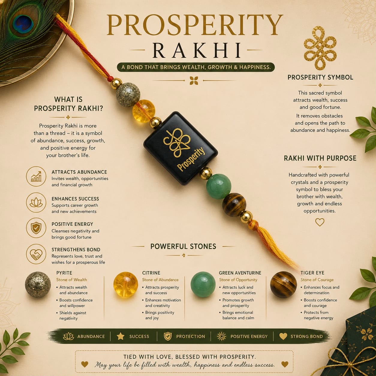Crystal Rakhi for Prosperity, Protection, Success & Good Luck