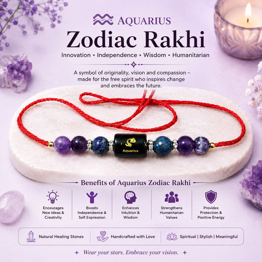 Zodiac Crystal Rakhi | Natural Healing Stone Rakhi