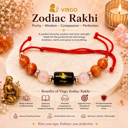Zodiac Crystal Rakhi | Natural Healing Stone Rakhi