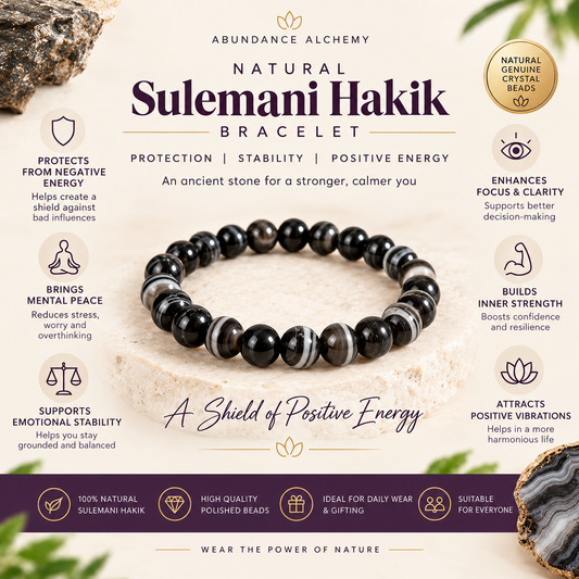 Natural Sulemani Hakik Bracelet for Protection, Grounding & Positive Energy