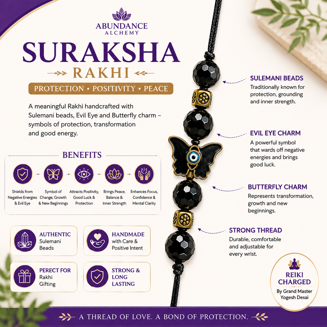 Premium Reiki Charged Crystal Rakhi Collection