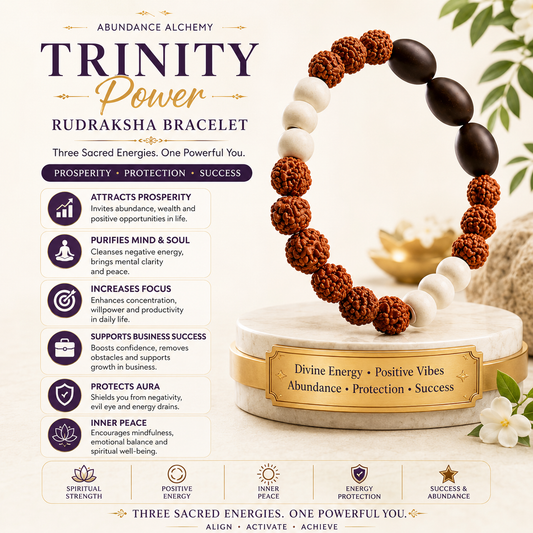 Trinity Power Rudraksha Bracelet - Prosperity • Protection • Success