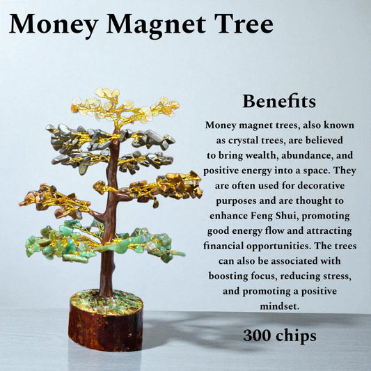 Money Magnet Tree – 300 Chips of Citrine, Pyrite, Tiger's Eye & Green Jade ( Energized ) | Wealth, Abundance & Feng Shui Energy Booster