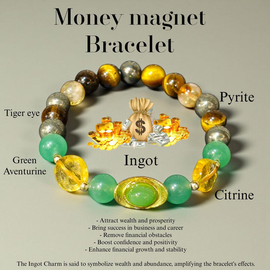 Money Magnet Bracelet for Wealth, Success & Abundance | Citrine, Pyrite, Tiger Eye & Aventurine Crystal Bracelet