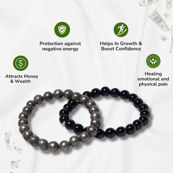 ✨ Richie Rich Dual Energy Bracelet Set Pyrite & Black Obsidian Bracelet Combo – Wealth, Protection & Confidence | Dual Energy Crystal Bracelet Set