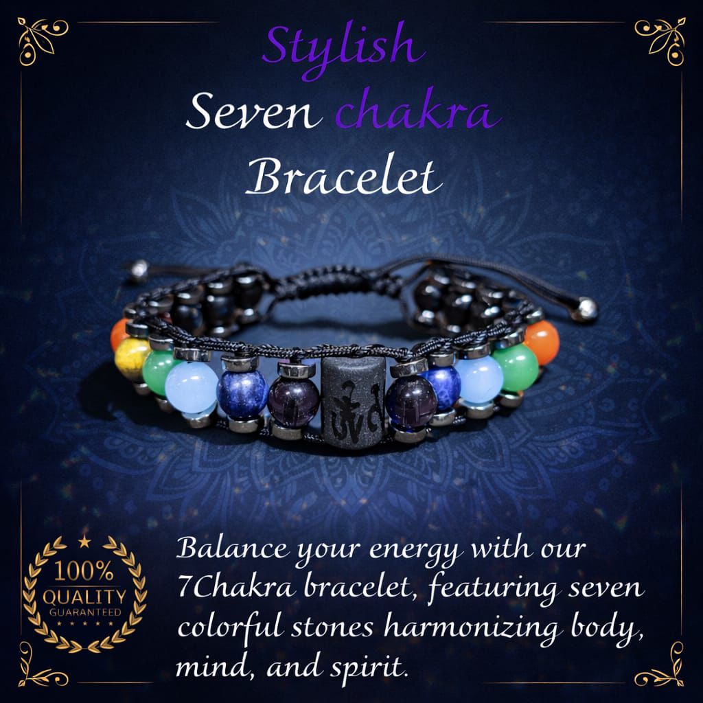 Stylish 7 Chakra Bracelet for Energy Healing, Balance & Positivity | Adjustable Unisex Design