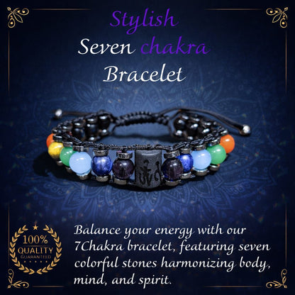 Stylish 7 Chakra Bracelet for Energy Healing, Balance & Positivity | Adjustable Unisex Design