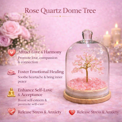 Crystal Dome Tree – 6 Inch Luxury Energy Decor | Natural Healing Crystals | Wealth, Love & Positivity | Home & Office Gift