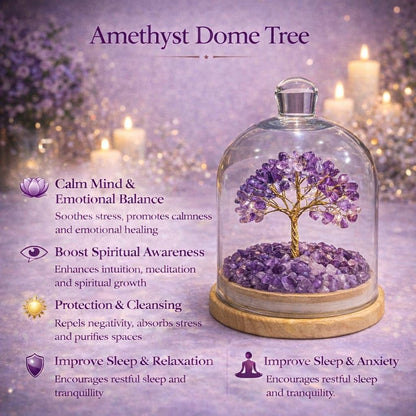 Crystal Dome Tree – 6 Inch Luxury Energy Decor | Natural Healing Crystals | Wealth, Love & Positivity | Home & Office Gift