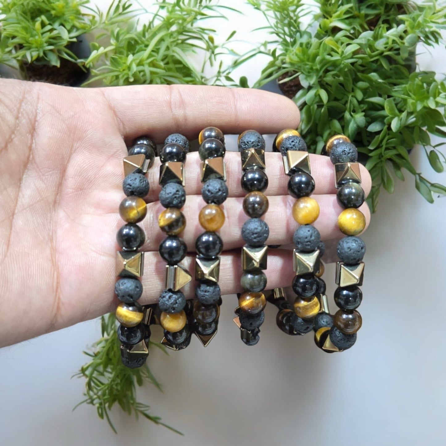 Triple Protection Bracelet for Men & Women | Tiger Eye, Black Obsidian & Hematite Crystal Bracelet | Protection from Negative Energy, Confidence, Grounding & Good Luck Bracelet