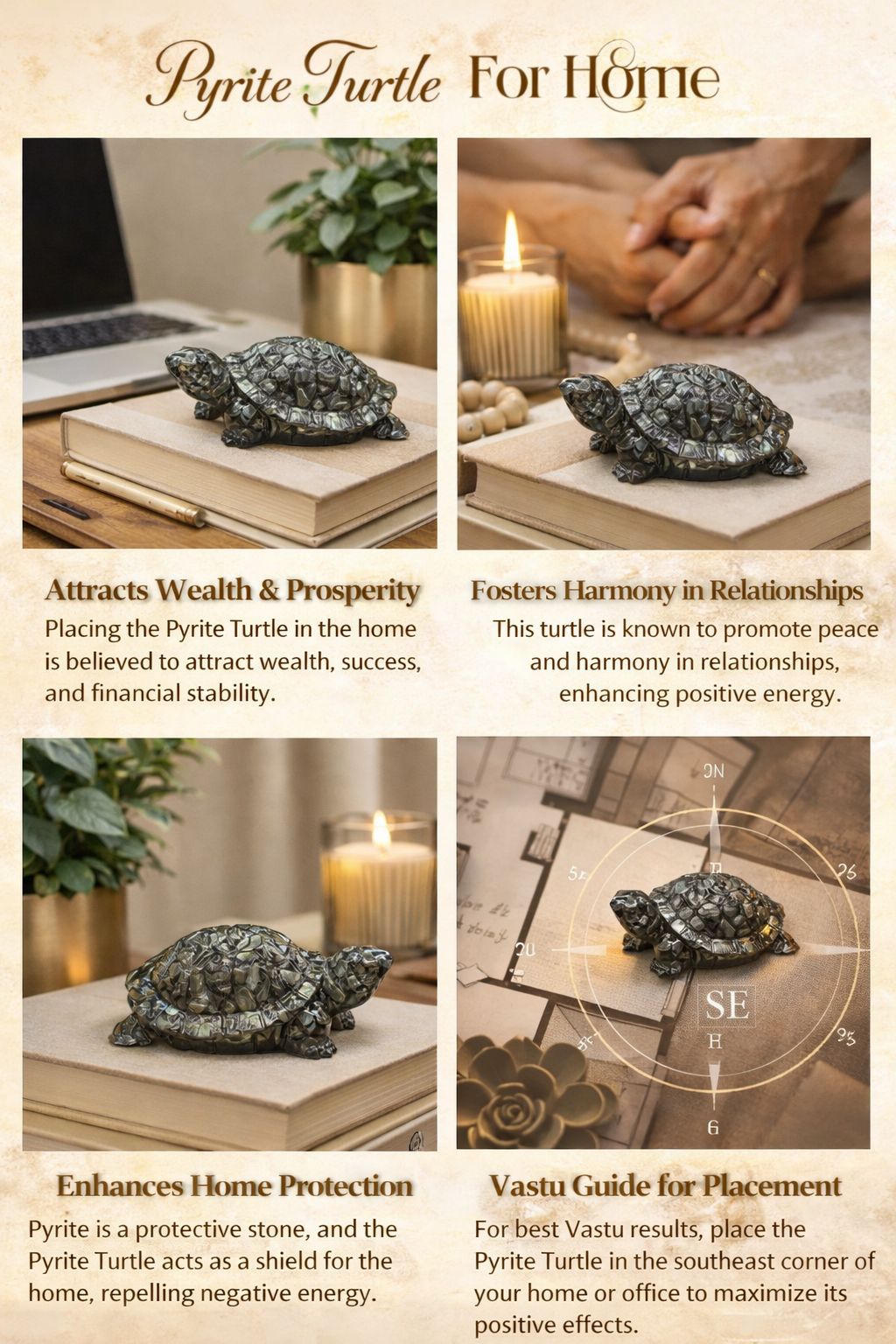 Pyrite Turtle – Feng Shui Wealth & Protection Decor for Home & Office | Vastu Money Attraction Crystal