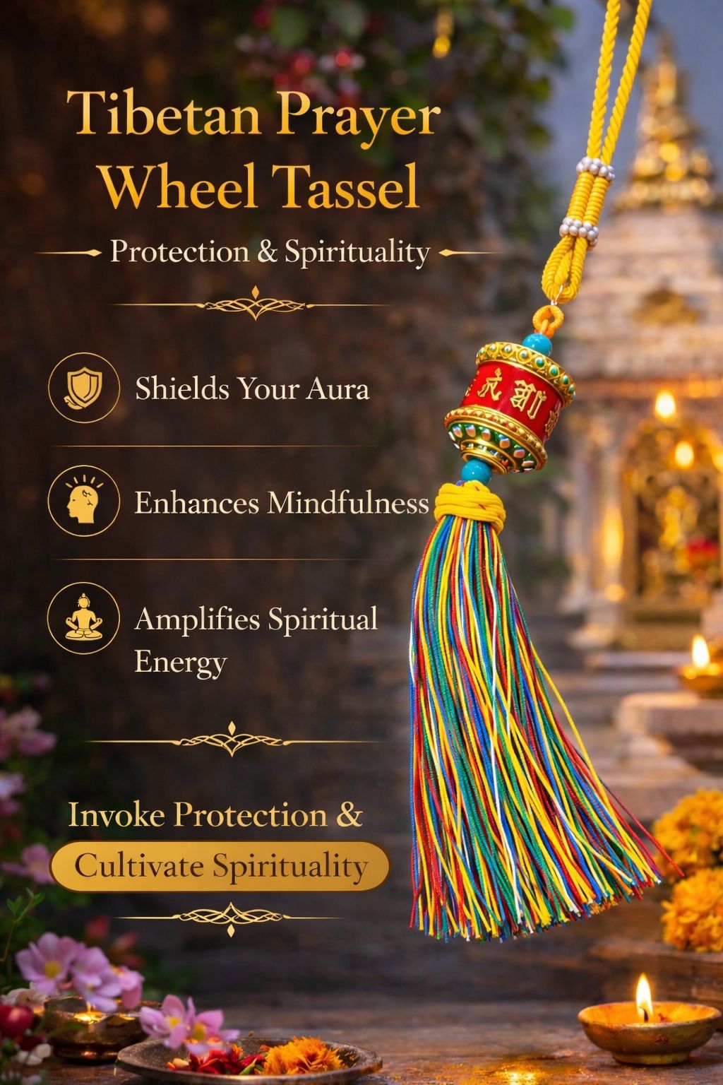 Tibetan Prayer Wheel Tassel | A Sacred Accent for Protection & Presence