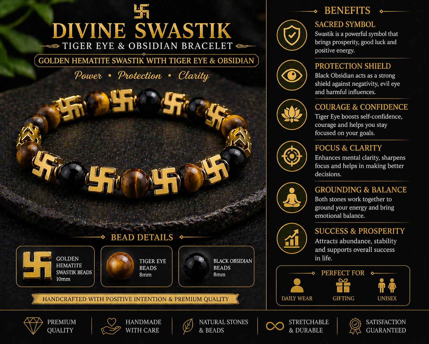 Divine Swastik Energy Bracelet – Prosperity, Protection & Positive Energy