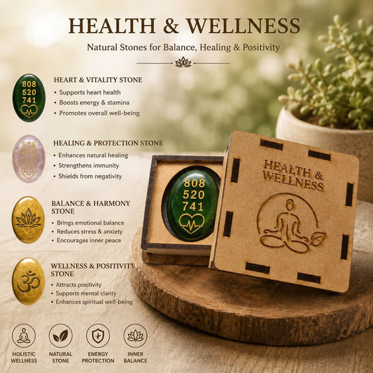 Healing Coin with Premium Wooden Box | Health & Wellness Energy Stone for Positivity, Balance & Protection