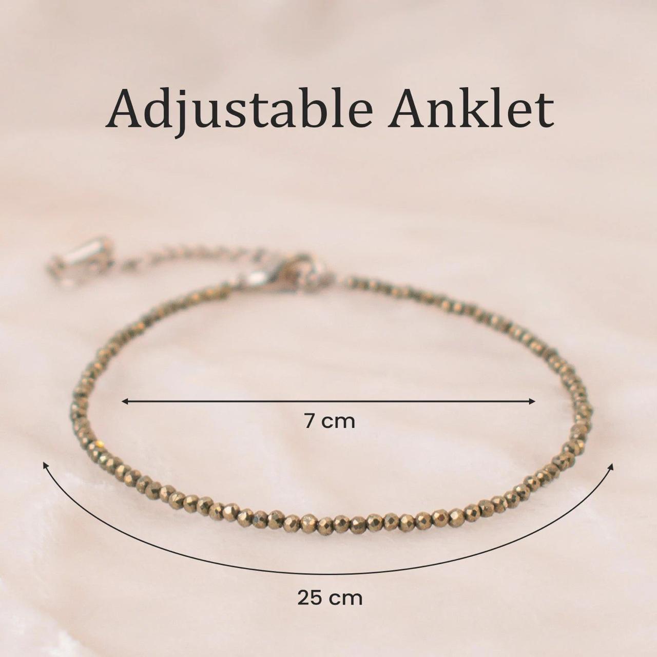 Handcrafted Pyrite Anklet for Positivity, Focus & Everyday Style