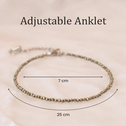 Handcrafted Pyrite Anklet for Positivity, Focus & Everyday Style