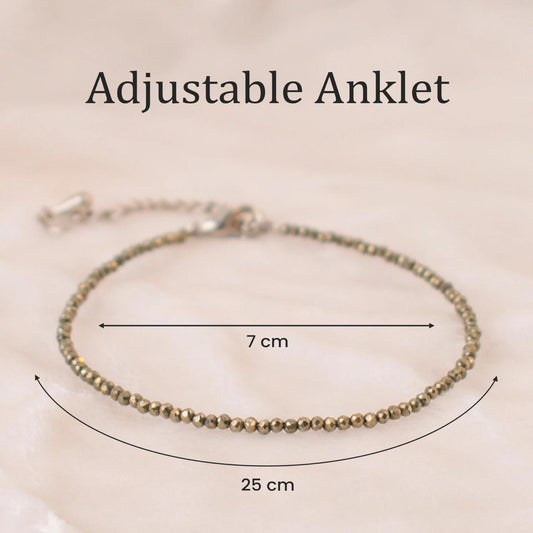 Handcrafted Pyrite Anklet for Positivity, Focus & Everyday Style