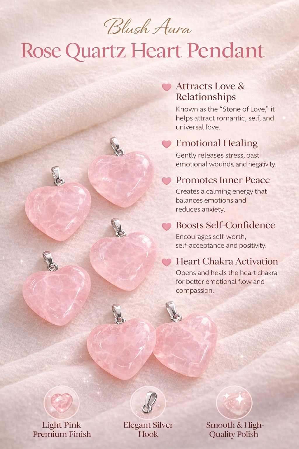 Rose Quartz Heart Pendant