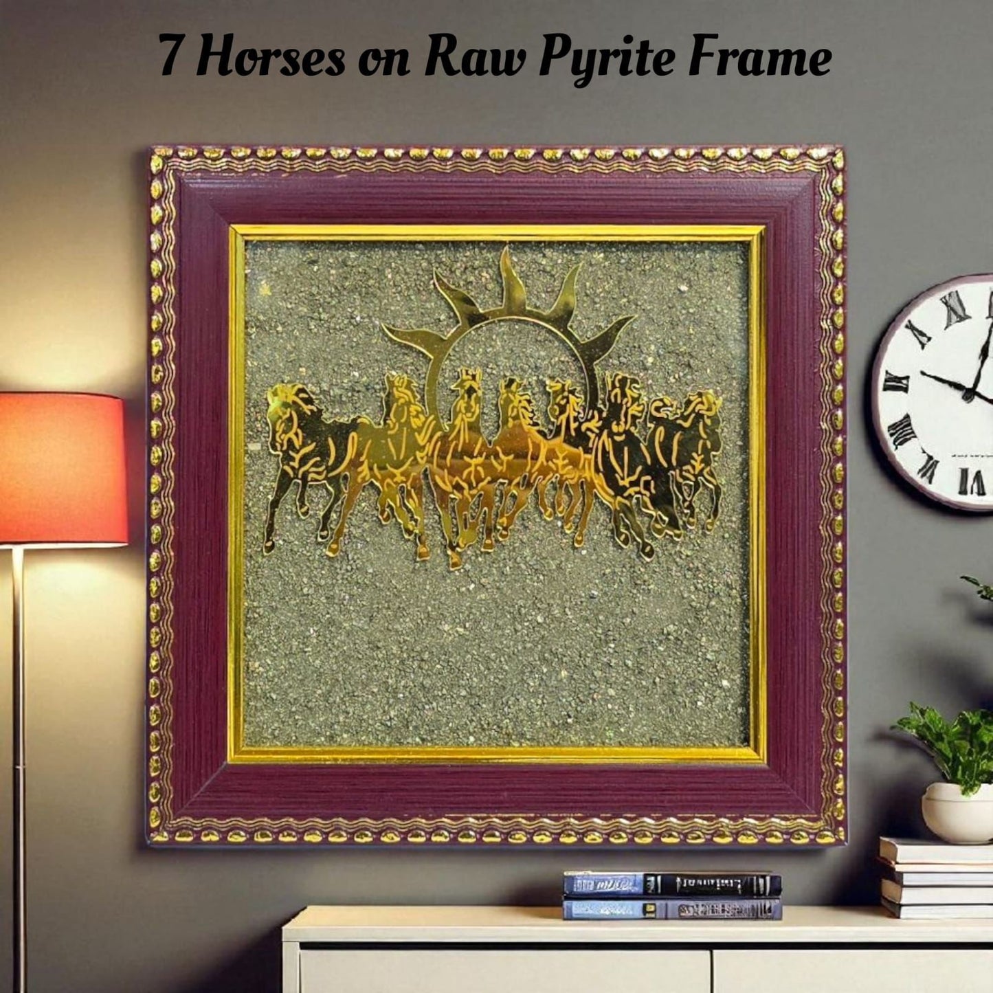 7 Running Horses with Rising Sun Frame – Wealth, Success & Career Growth Vastu Art