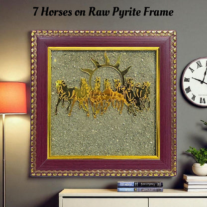 7 Running Horses with Rising Sun Frame – Wealth, Success & Career Growth Vastu Art