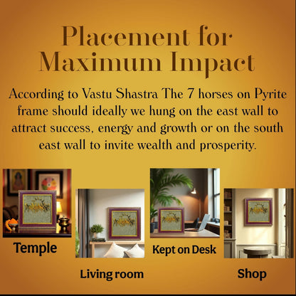 7 Running Horses with Rising Sun Frame – Wealth, Success & Career Growth Vastu Art